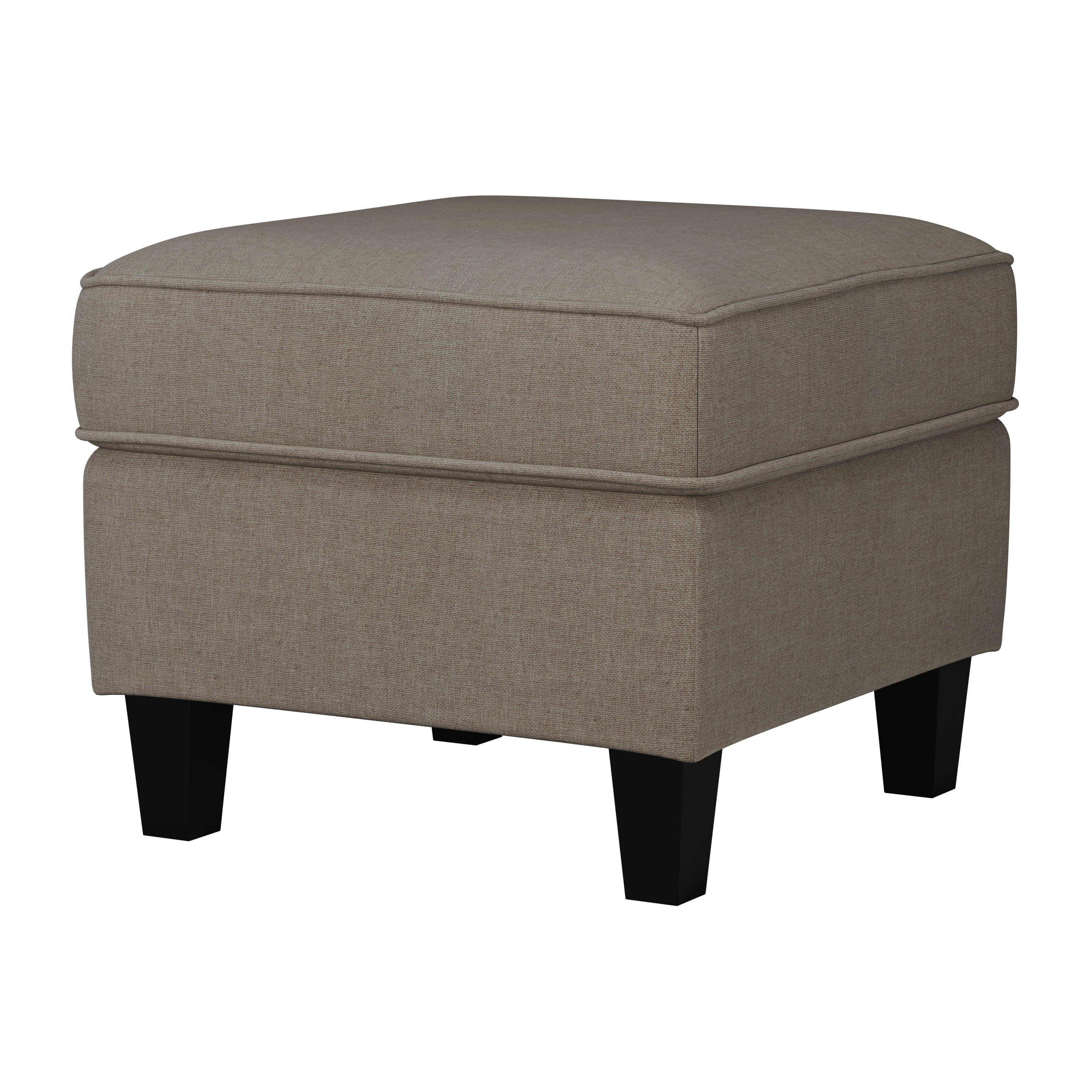 Pouf carré CorLiving Georgia en polyester aspect lin avec pieds en bois, taupe