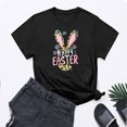 thumbnail image 1 of UPPADA Femmes Joyeuses Easter T-Shirt Bunny Rabbit T-Shirt Graphique Manches Courtes Lettres Amusantes Imprimées Chemises Manches Courtes Col Rond Tuniques Hauts Noir,G, 1 of 5