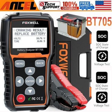 FOXWELL BT705 12V 100-2000CCA Battery Diagnostic Tester Cranking Charing Test, Car Battery Tester Load Charging System Analyzer Tool