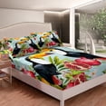 thumbnail image 3 of YST Palm Leaf Bed Sheets Set Queen Tropical Sheets Green Palm Fronds Pineapple Bird Printed Boys Girls Sheet Set, 1 Botanical Flat Sheet 1 Tropical Fitted Sheet 2 Pillowcases, 3 of 5