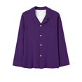 thumbnail image 4 of Posijego Womens Long Sleeve Button down Pajama Set Collared Shirts Casual Pants Plain Loungewear Pjs, 4 of 4