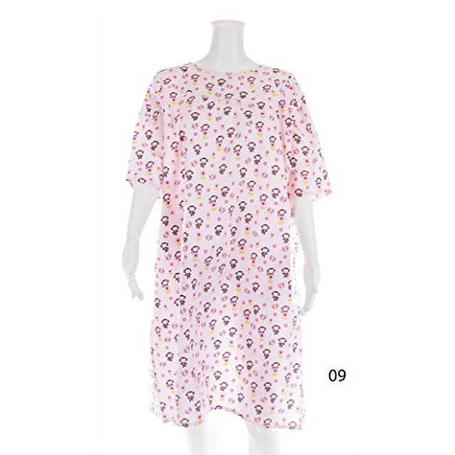 Women's Adaptive Flannel Backwrap Gown (Medium, So Much Happiness - 09)