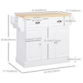thumbnail image 3 of HOMCOM Kitchen Island with Rubber Wood Top Rolling Kitchen Serving Cart, 3 of 10