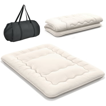 Costway Full Futon Mattress Japanese Floor Sleeping Pad Washable Cover Carry Bag Beige