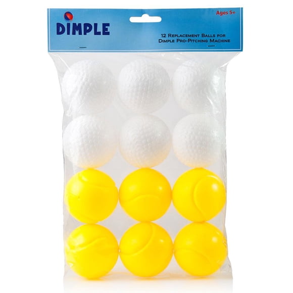 12 Pack of Kids Plastic 2 inch Diameter Practice Baseball, Golf Ball, Tennis Balls, Children Game Toy Balls for Indoor and Outdoor Use - White and Yellow Balls, by Dimple