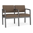 thumbnail image 1 of Lenox Steel Reception Waiting Room 2 Seats Chair / Charcoal Steel / Brown, 1 of 5