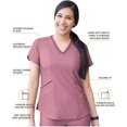 thumbnail image 3 of Adar Pro Heather Sarraus pour Femmes - Haut de Sarrau Moderne à Col en V - P7002H - Heather Wine - 2X, 3 of 7