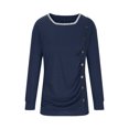 thumbnail image 4 of Timegard Womens Long Sleeve Tops Square Neck Ruched Button Side Blouse Comfy Casual Tunic Tops Tee, 4 of 5
