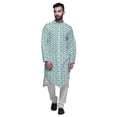 thumbnail image 1 of Atasi Button Down Asymmetric Printed Long Sleeve Rayon Kurta Pyjama Set, 1 of 4