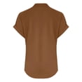 thumbnail image 5 of WEIYLL Ladies T Shirts Summer Loose Fit V Neck Curved Hem Flowy Solid Coffee Tee Sizes S, 5 of 5