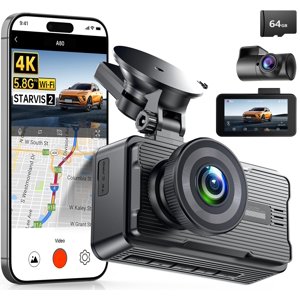 JOMISE 4K Dash Cam Avant et Arrière avec 5Ghz WiFi GPS, Dual Dashcam avec 64GB Carte, 3" Écran, vision nocturne, 24H Mode de stationnement &ndash; Fiable Dash Ca