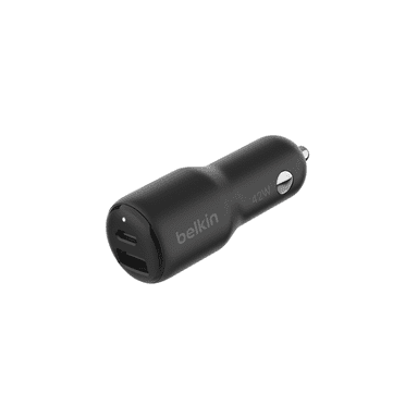 Belkin BoostCharge Dual Car Charger 42W w/Fast Charge USB-C 30W PPS & 12W USB-A Ports for Apple iPhone 15, 15 Pro, 15 Pro Max, iPhone 14 Series, iPhone 13 Series, Samsung Galaxy S23, & More - Black.