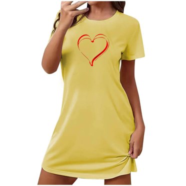 Cameland Chemises de Nuit pour Femmes Chemises de Nuit en Coton Manches Courtes Robe de Nuit Décontractée Pyjamas Doux Vêtements de Nuit