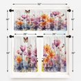 thumbnail image 5 of Floral Kitchen Curtains Watercolor Window Curtains Valance and Tier Set 36 Inch, Purple Orange Flowers Rod Pocket Short Tier Curtain, Modern Small Cafe Curtains for Kitchen Decor, 5 of 5