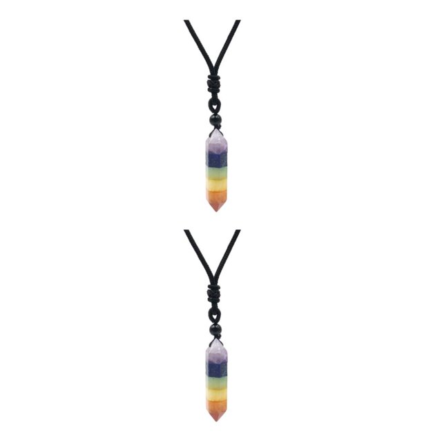 Transemion Handmade Clear Quartz Crystal Necklace Energy And Elegance Master StoneAdjustable Colorful Crystal 2Set