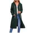 thumbnail image 2 of CEHVOM Manteau à Capuche pour Femmes, Manches Longues, Mode Décontractée, Poches, Fermeture Éclair, Solide, Liquidation, 2 of 4