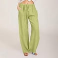 thumbnail image 2 of Timegard Cotton Linen Pants for Women Elastic Waist Drawstring Fall Travel Casual Pants with Pockets, 2 of 5