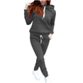 thumbnail image 2 of DPTALR Women's Solid Color Sweater Casual Set Round Neck Tops Long Sleeve Hooded Set, 2 of 9