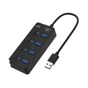 WIFKLSIIPG Multi Port USB Splitter 7 Port USB 3.0 Hub USB A Port Data Hub with Independent On/Off Switch and LED Indicators Lights for Laptop PC Computer Mobile HDD Flash Drive and More