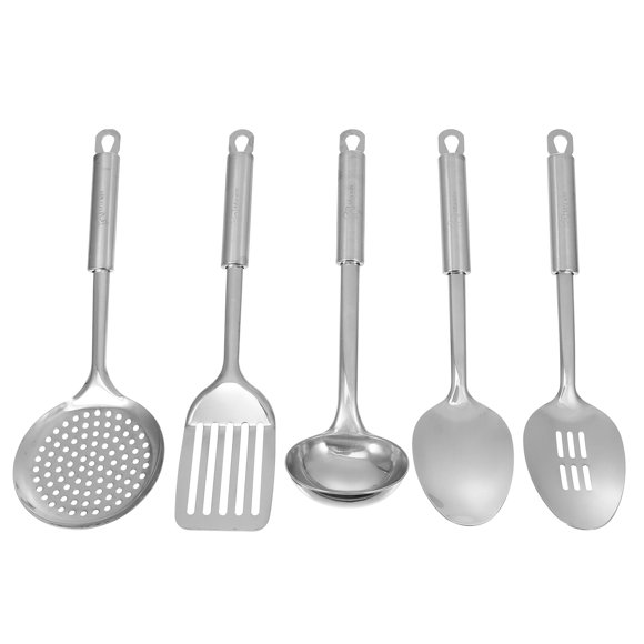 KAKOWELY 1 Set 5 Pcs Stainless Steel Kitchen Wares Heat-resistant Tablewares (Silver),12.8"X4.33"X0.39"