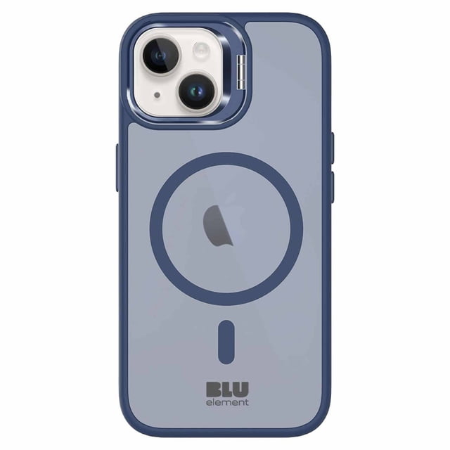 Blu Element Étui MagSafe Chromatique Bleu Marine pour iPhone 16e/15/14/13 avec design Mince Bleu Marine, Dos en Acrylique semi-transparent, Anneau Circulaire Compatible MagSafe, Bords au Toucher Doux Absorbant les Chocs et Béquille Améliorée pour l'Impact et la protection de l'Appareil Photo.
