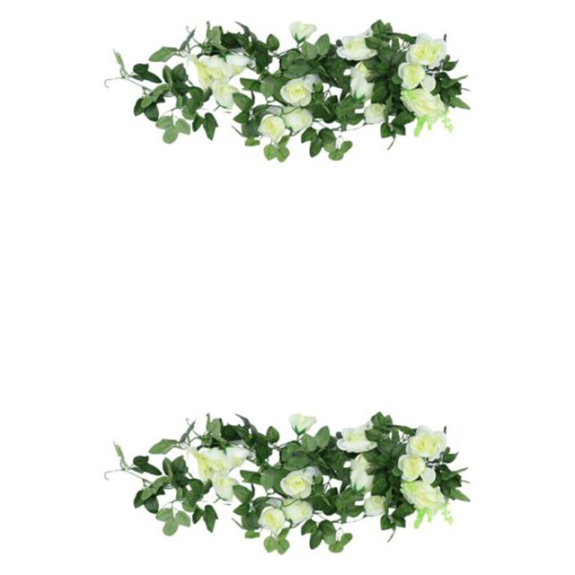 stanreset 1/2/3/5 Artificial Flower Plant Fake Vine Roses Simulation Rose Self-Assembly Party Balcony Garden Restaurant Living Room Garland White 2PCS