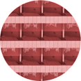 thumbnail image 1 of Ahgly Company Tapis de Zone Rond d'Intérieur Lavable à la Machine, Transitionnel, Pastel Rouge Rose, 5 Pieds Rond, 1 of 7