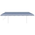 thumbnail image 2 of vidaXL Manual Retractable Awning with Posts 5x3 m Blue and White, 2 of 5
