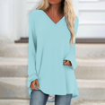 thumbnail image 2 of KIHOUT Spring Winter Womens Tops Solid Color T-shirt Long Sleeves Blouse V-Neck Casual Mid-Length Blouse Tops, 2 of 5