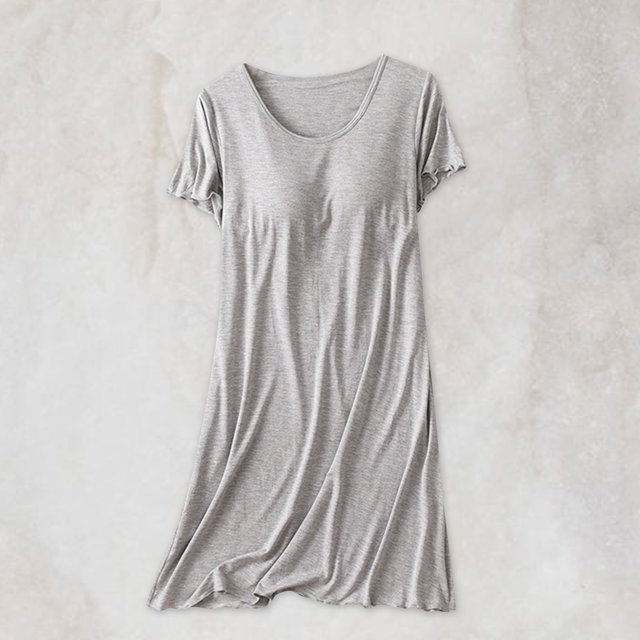 Qertyioot Ensembles de Détente d'Été pour Femmes, Bretelles Pyjama Grande Taille Robe de Maison Courte Robe de Pyjama avec Coussinet de Poitrine Style Mince Débardeur Intégré Couleur Demi-Manche Intégrée à Moins de 15 $