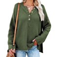 thumbnail image 4 of Veste pour Femmes à Manches Longues Col en V Boutons Pull Tricoté Automne Pull Décontracté, 4 of 5