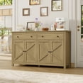 thumbnail image 1 of Homfa Buffet de Cuisine Style Ferme, Armoire Buffet en Bois à 4 Portes et 2 Tiroirs avec Tablettes Ajustables, Brun, 1 of 7
