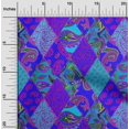 thumbnail image 2 of oneOone Polyester Spandex Turquoise Blue Fabric Asian Paisley Craft Projects Decor Fabric Printed By The Yard 56 Inch Wide, 2 of 4
