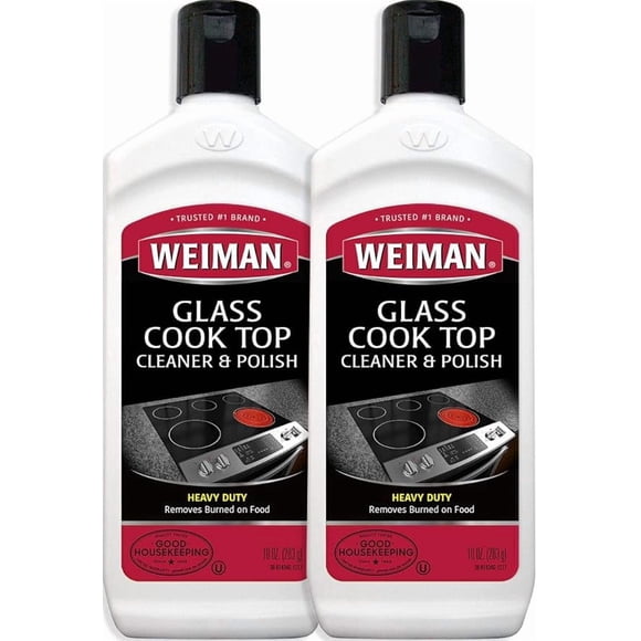 Weiman Glass Cooktop Cleaner and Polish - 10 Ounce - 2 Pack - Heavy Duty Cooktop Scrubbing Pads - Shines and Protects Glass and Ceramic Smooth Top Ranges With Its Gentle Formula