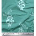 thumbnail image 1 of Soimoi Modal Satin Fabric Leaves,Bird & Floral Block Printed Fabric 1 Yard 42 Inch Wide, 1 of 3