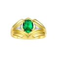 thumbnail image 1 of RYLOS Men's Rings Yellow Gold Plated Silver Rings Classic Designer Style 9X7MM Oval Gemstone &  Diamond Ring Emerald May Birthstone Rings For Men Size 13, 1 of 7