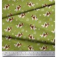 thumbnail image 3 of Soimoi Green Poly Georgette Fabric Bird,Paw & Cocker Spaniel Dog Printed Fabric 1 Yard 42 Inch Wide, 3 of 3