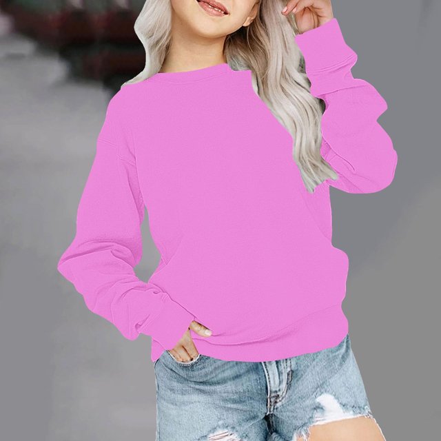 RXIRUCGD Chandail à Capuche pour Enfants Garçons Filles Mode Mignon Couleur Unie Manches Longues Col Rond (Rose, Taille : 3 Ans)