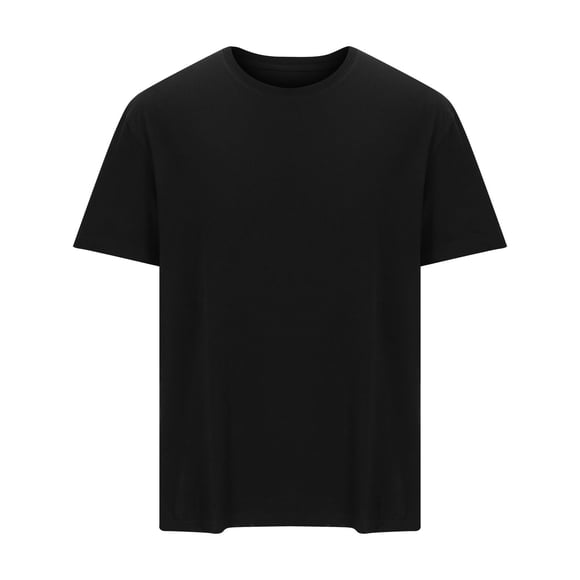 SROBPTY Mens Summer Top, Short Sleeve Shirts for Men, Men's Summer Casual Loose Short Sleeve Round Neck T Shirt Black, XL