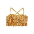thumbnail image 3 of dPois Kids Girls Sparkly Sleeveless Halter Ruffled Tank Tops Camisole Latin Jazz Hip Hop Ballet Gold 10, 3 of 5