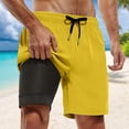 thumbnail image 2 of HXWCHs Above Knee Men's Beachwear Board Shorts with Inner Compression Liner and Pocketed Design for Swim Trunks featuring Inseam Comfort and Quick-Dry Fabric M Yellow, 2 of 4