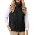 thumbnail image 1 of Dagegui Vestes Sans Manches pour Femmes Imperméables Randonnée Voyage Gilet à Fermeture Éclair Col Montant Manteau d'Extérieur Automne Hiver Doudounes avec Poches Noir TTG, 1 of 6