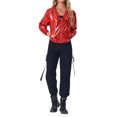 thumbnail image 2 of INSPIRE CHIC Women's Jacket Shiny Long Sleeve Lightweight Zipper Hooded Metallic Jacket S Red, 2 of 6