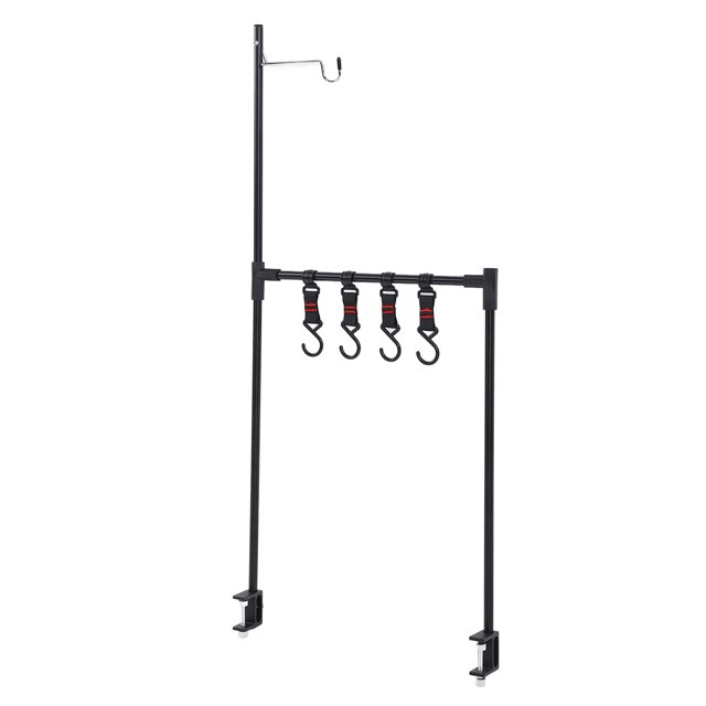 Hanging Desk Shelf, Base Clip Aluminum Camping Desk Rack Heavy Duty With Light Hanger 4 Hooks For Barbecue