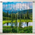 thumbnail image 2 of Purple Gold Marble Valances Set for Kitchen, Purple Grey Gold Abstract Marble Texture Modern Luxury Home Decor Rod Pocket Window Drapes for Living Room Dining Room Office 52x18 Inch + 27x36 Inch X 2, 2 of 6