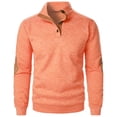 thumbnail image 4 of Fengqque Men's Fall Standing Collar Hooded Sweatshirt Jacket Knit Color Blocking Button Hooded Sweatshirt Orange 6(M), 4 of 4