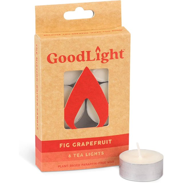 GoodLight - Paraffin-Free, Naturally Scented, Tea Light Candles - Fig Grapefruit - 6 Pack
