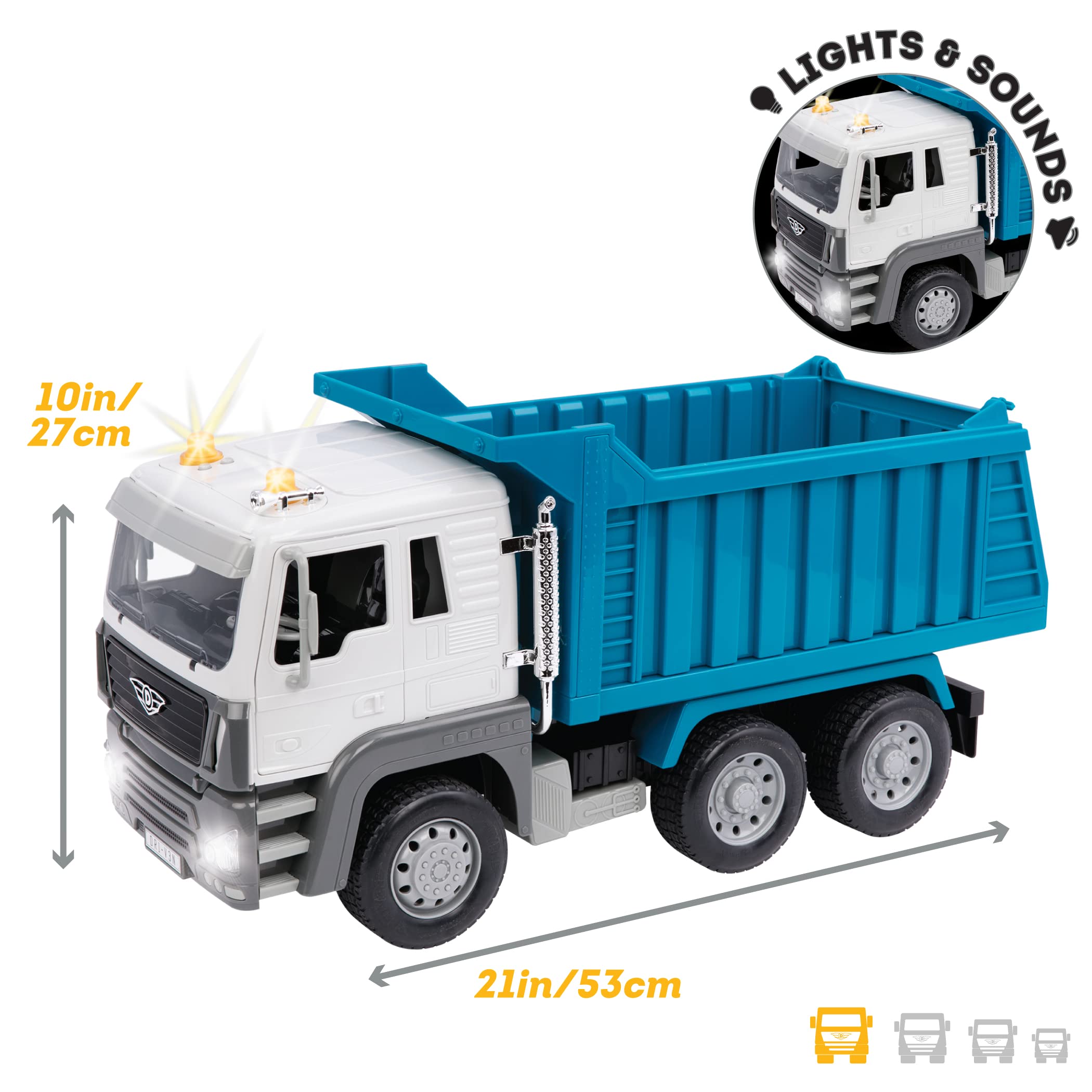 DRIVEN by Battat Dump Truck, 21 inches Large Toy Construction Vehicle