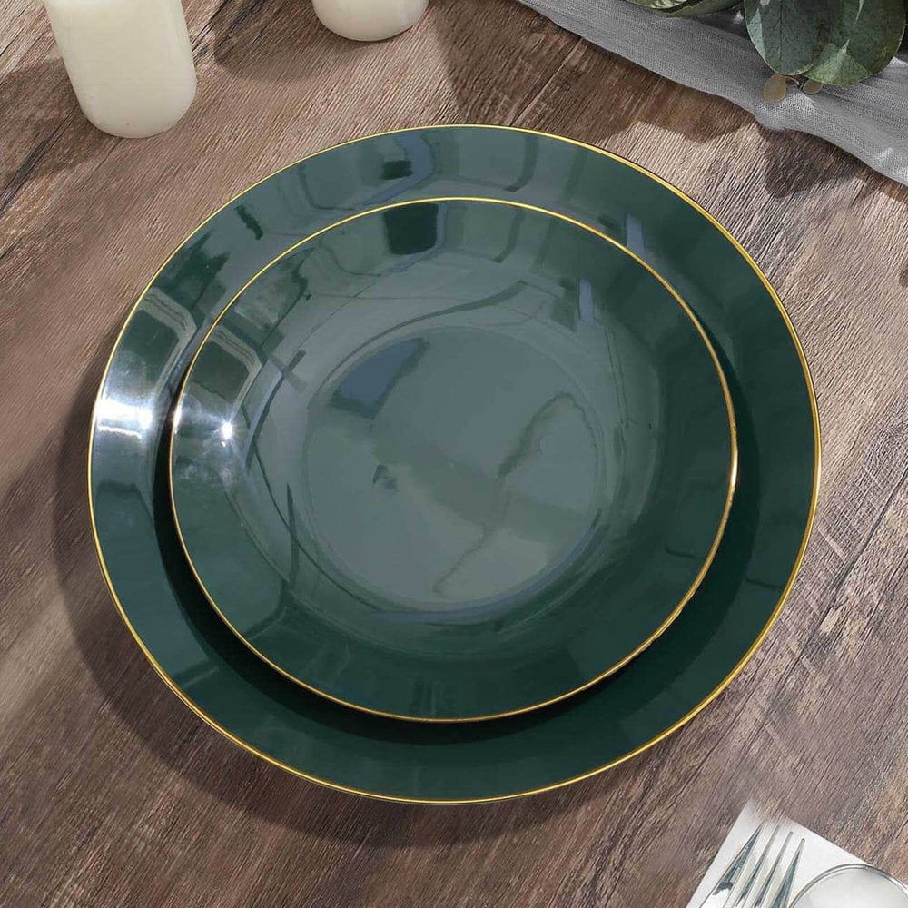 CUITING 10 Pack Glitter Gold Clear Hammered Plastic Charger Plates  Round Disposable Serving Plates With Gold Rim - 13”