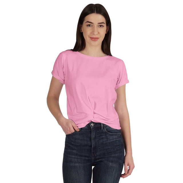 Inkmeso T-shirt Court d'Été à Nœud Torsadé à l'Avant pour Femmes à Manches Courtes